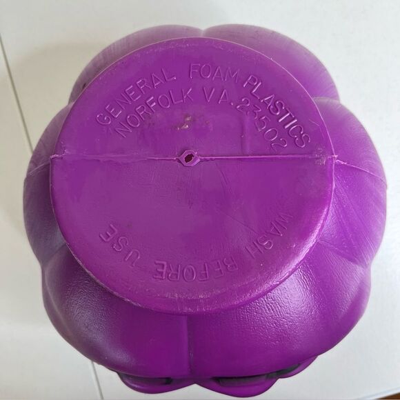 Vintage General Foam Plastics Blow Mold Purple Pumpkin Jack O Lantern Bucket - Picture 8 of 11